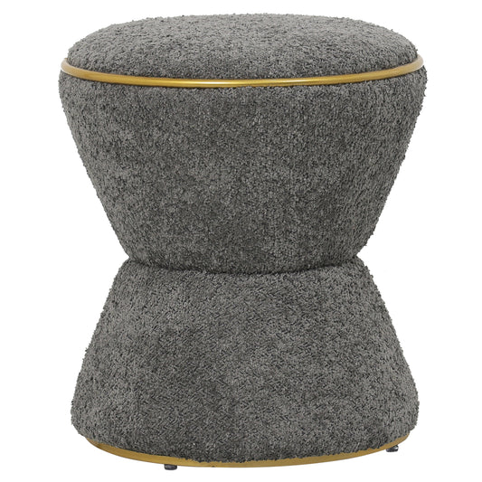 STOOL ROUND LINNER HM9604.11 BOUCLE FABRIC GREY-GOLD DETAIL Φ38,5x43Hcm. image 1