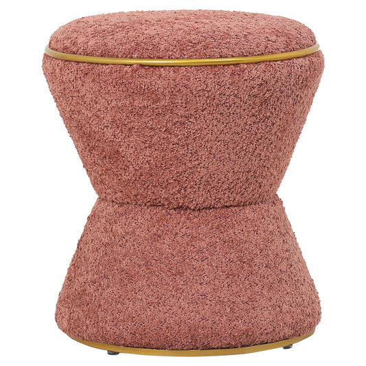 STOOL ROUND LINNER HM9604.12 BOUCLE FABRIC PINK-GOLD DETAIL Φ38,5x43Hcm. image 1