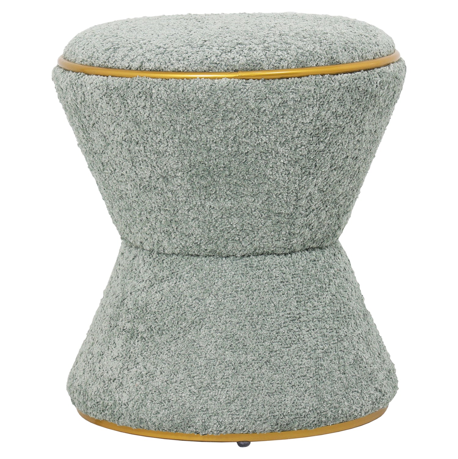 STOOL ROUND LINNER HM9604.15 BOUCLE FABRIC PISTACHIO GREEN-GOLD DETAIL Φ38,5x43Hcm. image 1