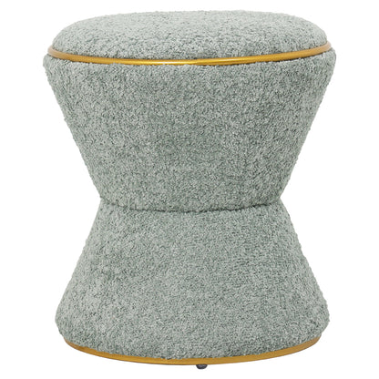 STOOL ROUND LINNER HM9604.15 BOUCLE FABRIC PISTACHIO GREEN-GOLD DETAIL Φ38,5x43Hcm. image 1
