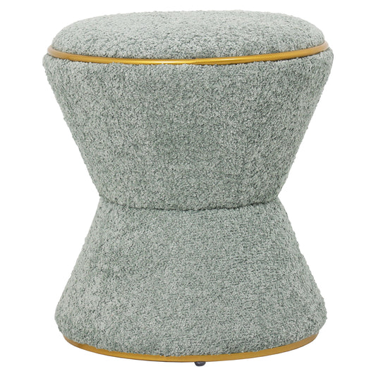 STOOL ROUND LINNER HM9604.15 BOUCLE FABRIC PISTACHIO GREEN-GOLD DETAIL Φ38,5x43Hcm. image 1