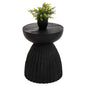STOOL ROUND SCALLOP HM9702 SOLID MANGO WOOD IN BLACK Φ35x45Hcm. image 1