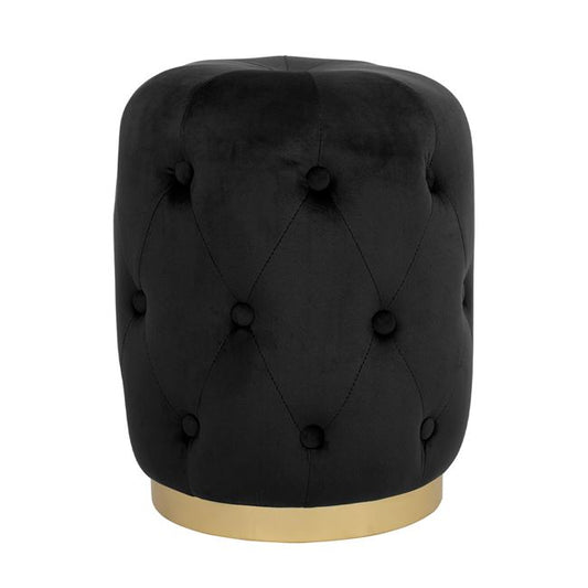Stool Torrie HM8405.04 Black Velvet with gold base D37x46 cm image 1