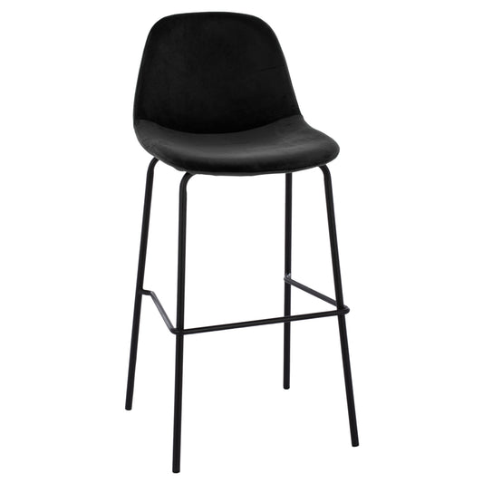 STOOL VINCENT HM8579.14, VELVET BLACK, METAL FRAME 56,5x47x106 cm. image 1