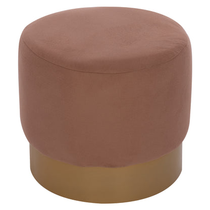 ROUND POUF/STOOL HM9260.04 BROWN FABRIC, GOLD ROUND BASE