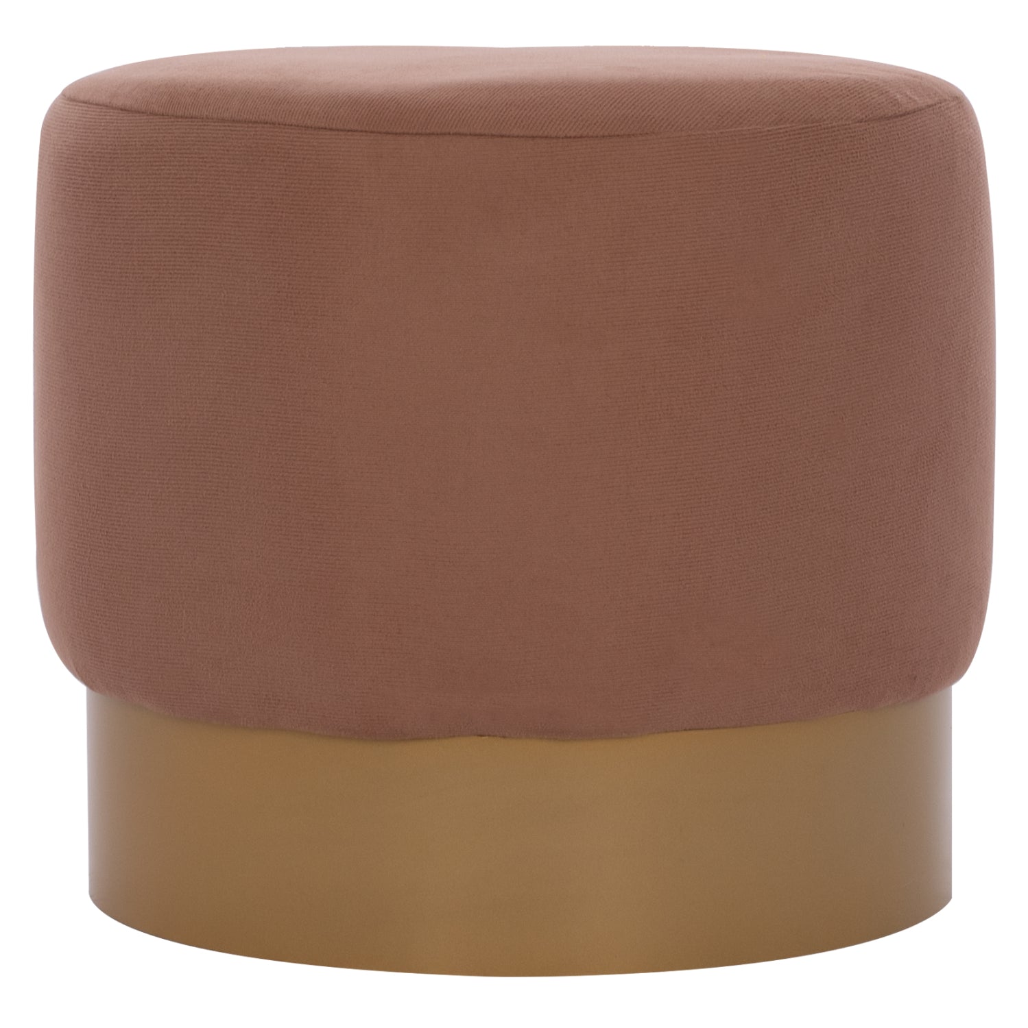 ROUND POUF/STOOL HM9260.04 BROWN FABRIC, GOLD ROUND BASE image 1