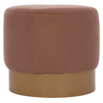 ROUND POUF/STOOL HM9260.04 BROWN FABRIC, GOLD ROUND BASE image 1