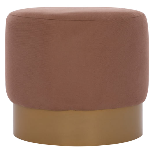 ROUND POUF/STOOL HM9260.04 BROWN FABRIC, GOLD ROUND BASE image 1