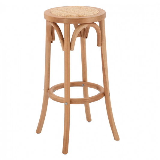 Wooden Stool from beech wood in natural color with mat 36'x70cm HM8751.01 image 1
