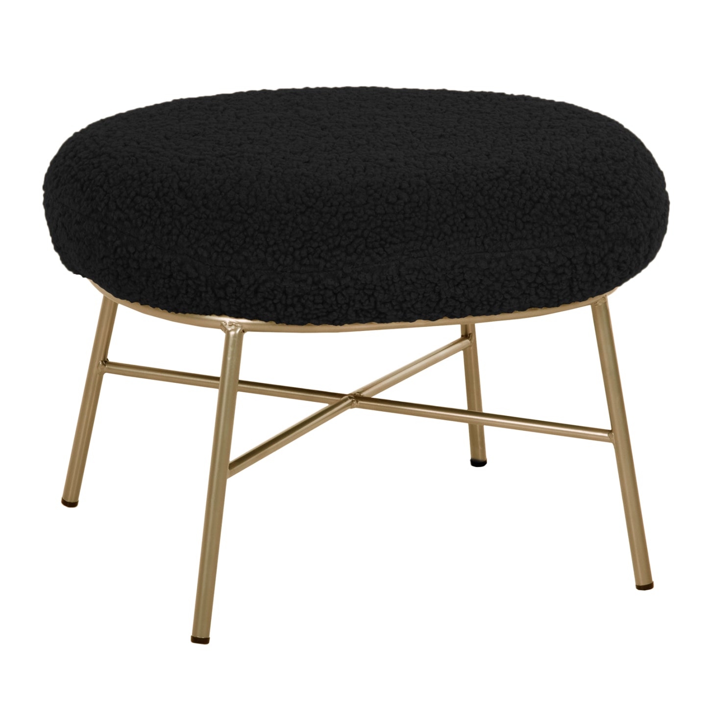 STOOL FOOTREST TRUDI HM8640.24 BLACK BOUCLE FABRIC AND GOLD METAL BASE 56x47x40Hcm. image 1