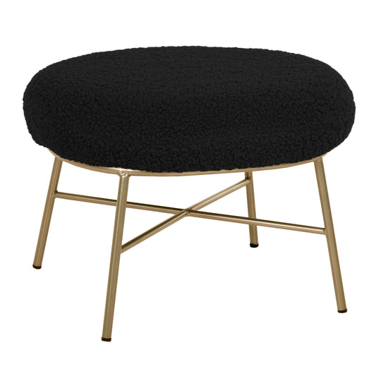 STOOL FOOTREST TRUDI HM8640.24 BLACK BOUCLE FABRIC AND GOLD METAL BASE 56x47x40Hcm. image 1