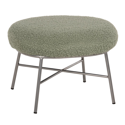 STOOL FOOTREST TRUDI HM8640.27 PISTACHIO GREEN BOUCLE FABRIC AND SILVER METAL BASE 56x47x40Hcm. image 1
