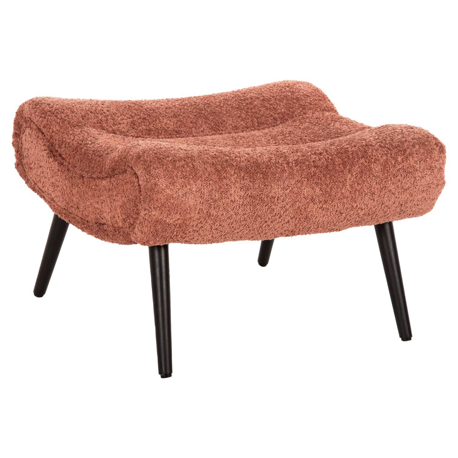 STOOL-FOOTREST KEMBA HM9606.02 PINK BOUCLE FABRIC-BLACK WOODEN LEGS 68X58X40Hcm. image 1