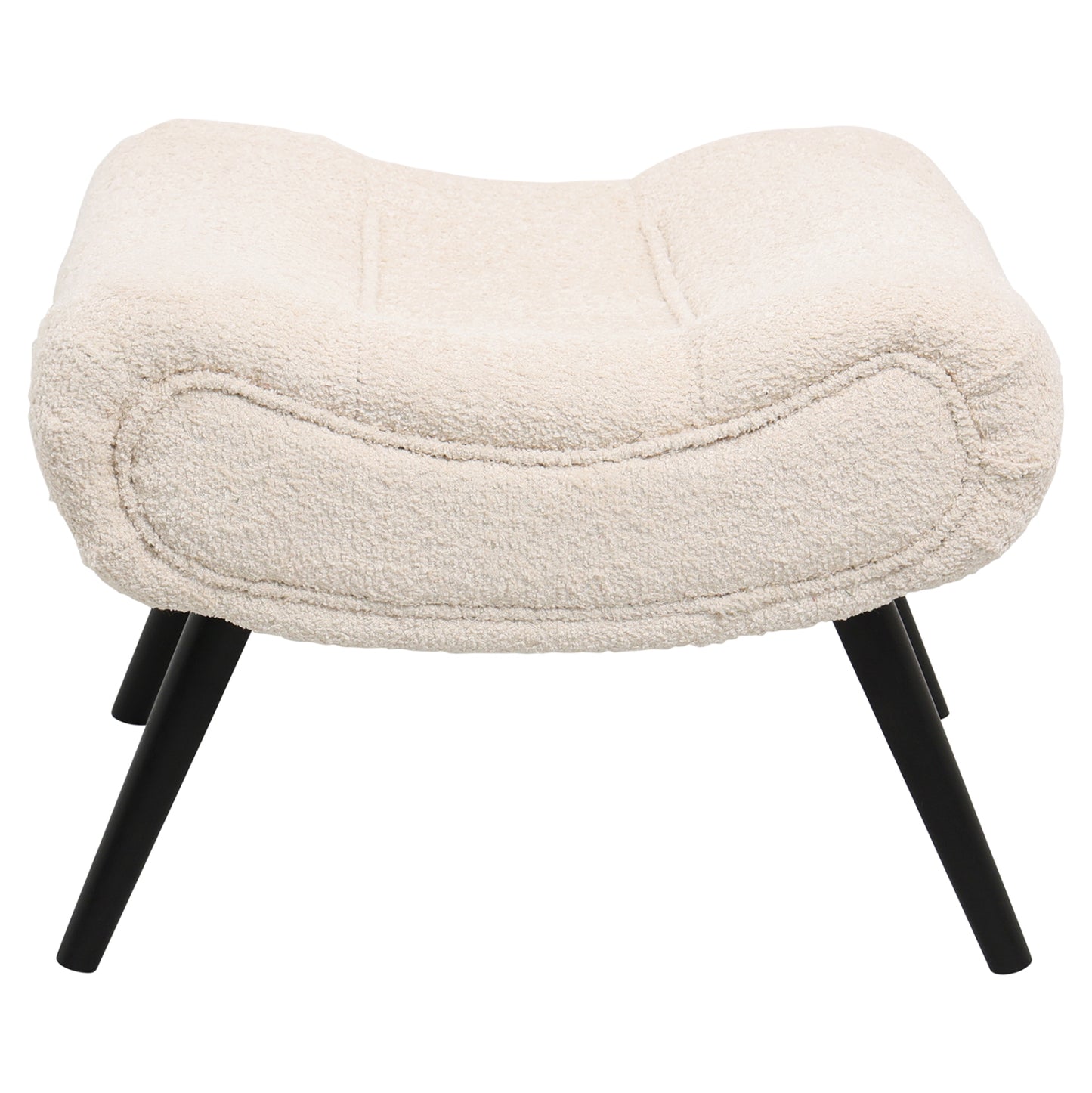 STOOL-FOOTREST KEMBA HM9606.06 ECRU BOUCLE FABRIC-BLACK WOODEN LEGS 68X58X40Hcm.