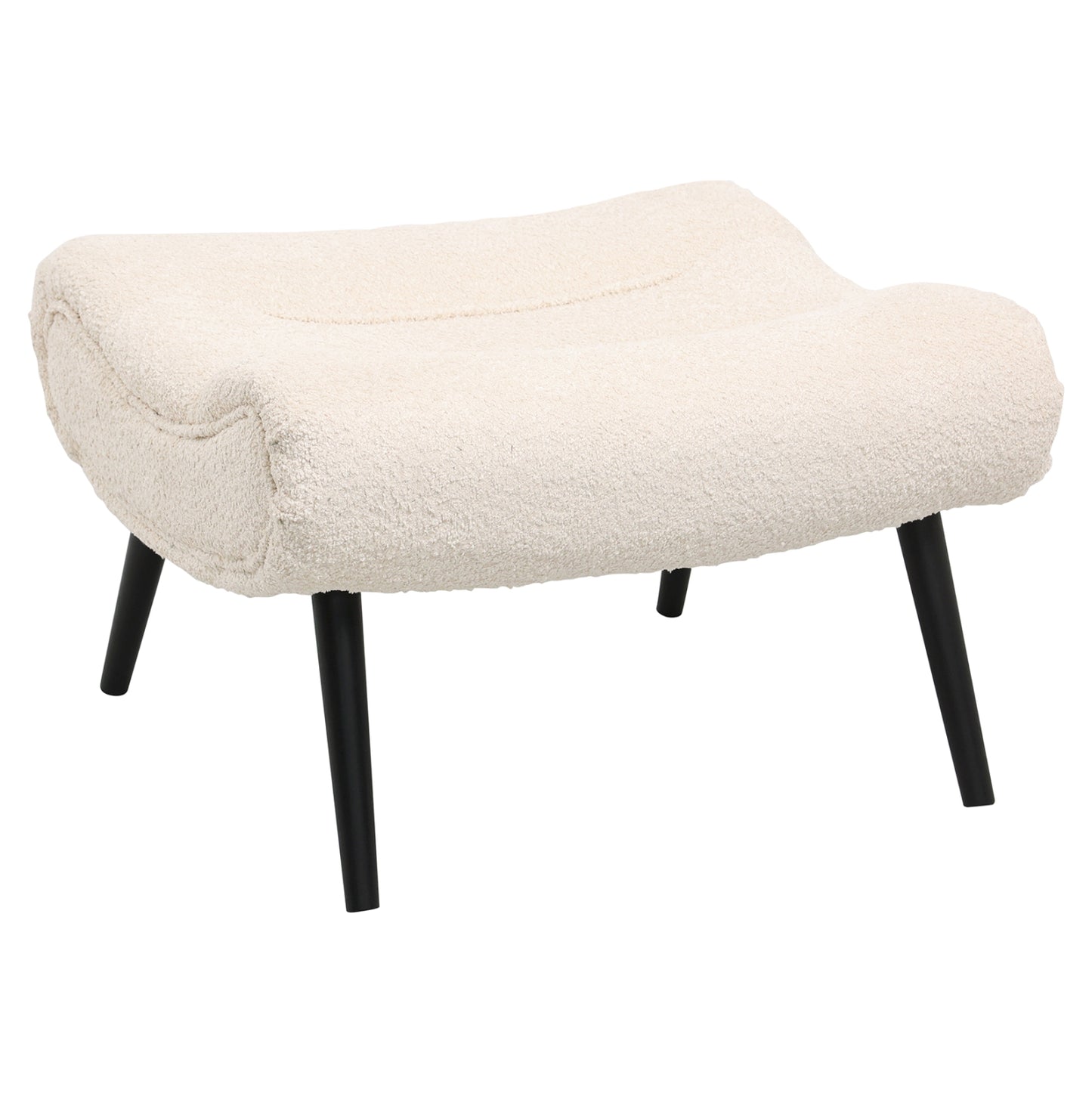STOOL-FOOTREST KEMBA HM9606.06 ECRU BOUCLE FABRIC-BLACK WOODEN LEGS 68X58X40Hcm. image 1
