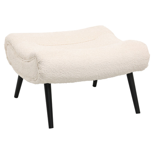 STOOL-FOOTREST KEMBA HM9606.06 ECRU BOUCLE FABRIC-BLACK WOODEN LEGS 68X58X40Hcm. image 1