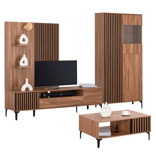 LIVING ROOM SET 3PCS HARRY HM21092 COFFEE TABLE-TV STAND-DISPLAY CABINET image 1