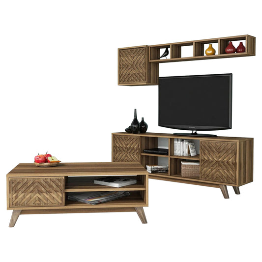 LIVING ROOM COMPOSITION HM11853.01 2PCS MELAMINE IN WALNUT COLOR image 1