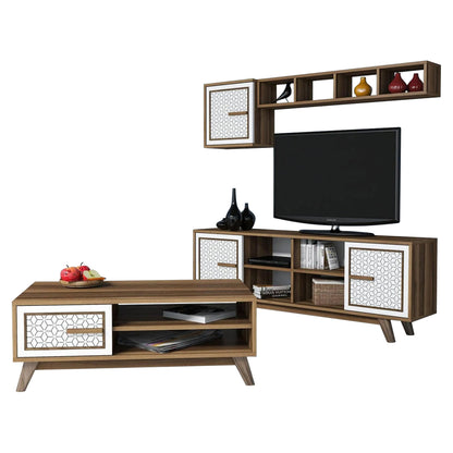 LIVING ROOM COMPOSITION HM11852.03 2PCS MELAMINE IN WALNUT-WHITE image 1