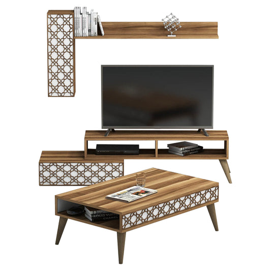 LIVING ROOM COMPOSITION HM11850.03 2PCS MELAMINE IN WALNUT-WHITE image 1