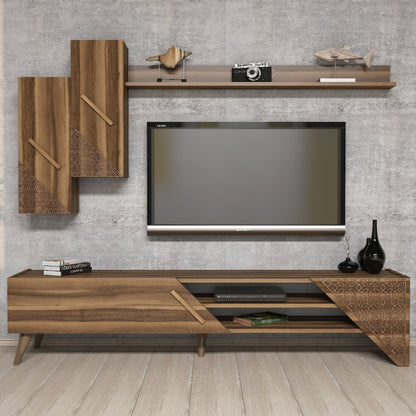 TV COMBO FURNITURE HM9514.02 MELAMINE IN WALNUT COLOR 180x37x40Hcm