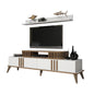 TV COMBO FURNITURE HM9515.03 MELAMINE IN WHITE & WALNUT COLOR 168x39x51.6Hcm image 1