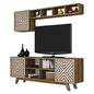 TV FURNITURE SET HM9516.03 MELAMINE IN WALNUT AND WHITE 160x35x56.2Hcm. image 1