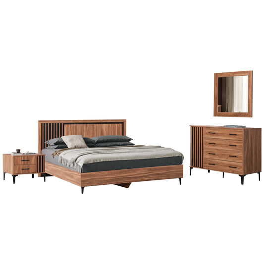 BEDROOM COMPOSITION 4PCS HARRY HM21093 BED-NIGHTSTAND-CHEST OF DRAWERS-WALL MIRROR image 1