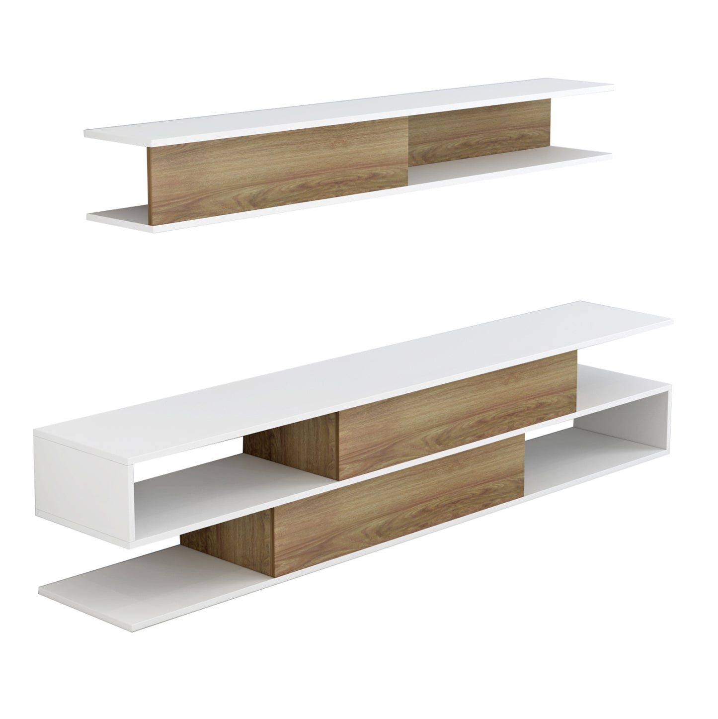 Модерно ТВ мебели комплект Биргита в натурално бяло 181x31,5x39,6Hcm