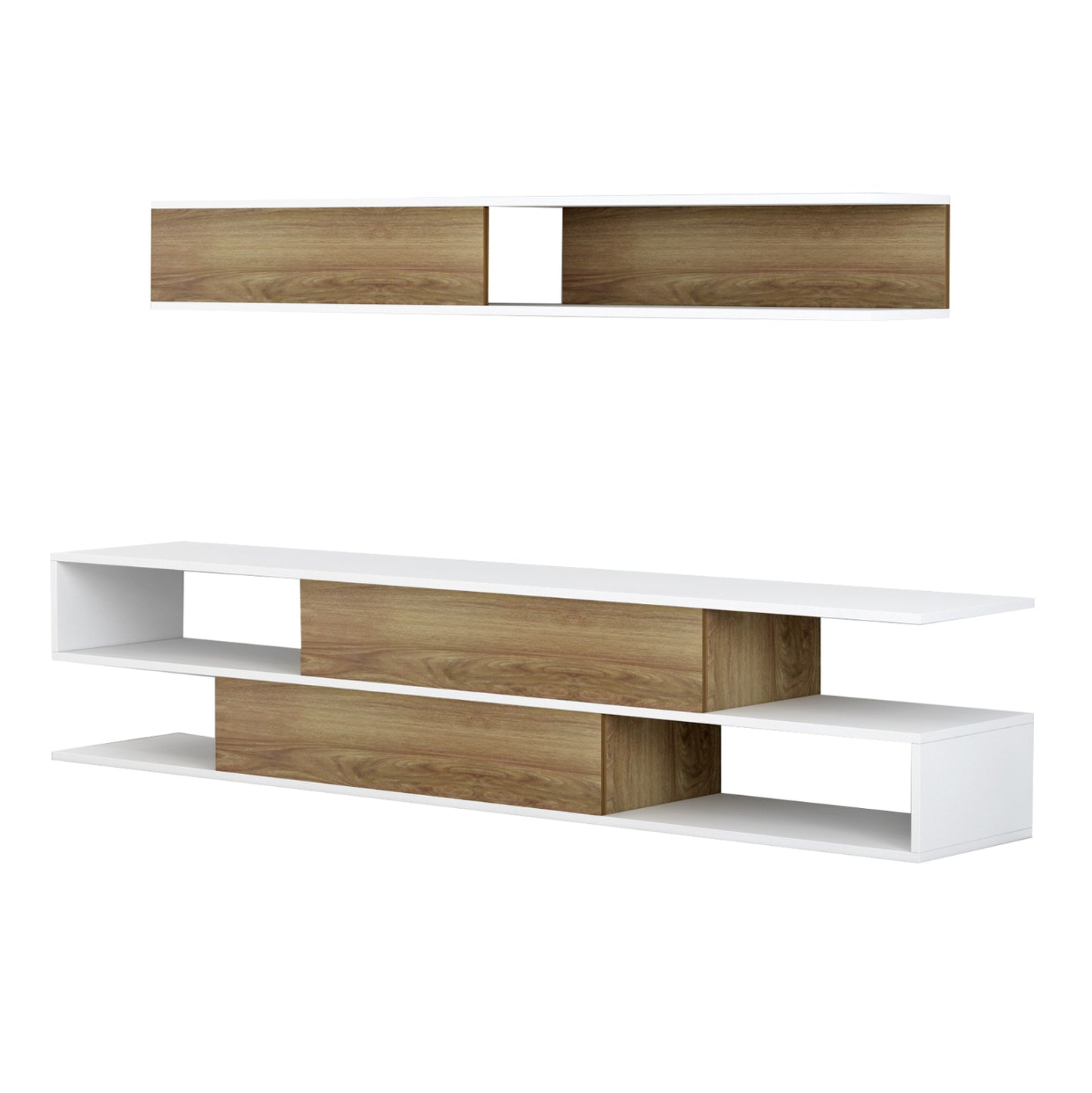 Модерно ТВ мебели комплект Биргита в натурално бяло 181x31,5x39,6Hcm