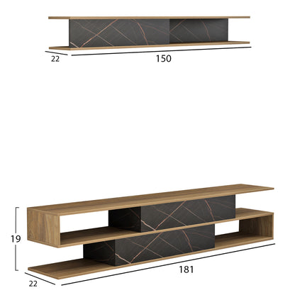 Дневен комплект телевизор Биргита в натурален мрамор 181x31,5x39,6Hcm