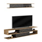 TV FURNITURE SET BIRGITTA HM8903.12 MELAMINE IN NATURAL-BLACK MARBLE 181x31,5x39,6Hcm. image 1