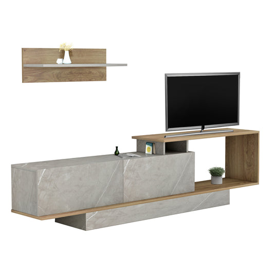 TV FURNITURE SET GARCELLE HM8904.14 MELAMINE IN NATURAL-STONE TEXTURE 180x29,6x45Hcm. image 1