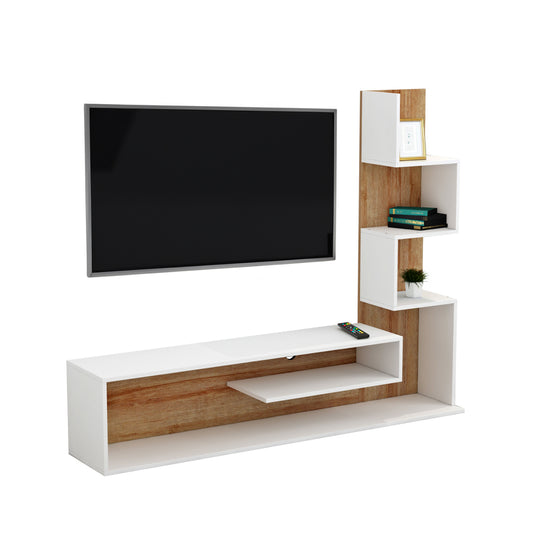 TV FURNITURE COMBO EDELIE HM8908.11 MELAMINE IN WHITE-NATURAL 150x29.5x120H cm. image 1