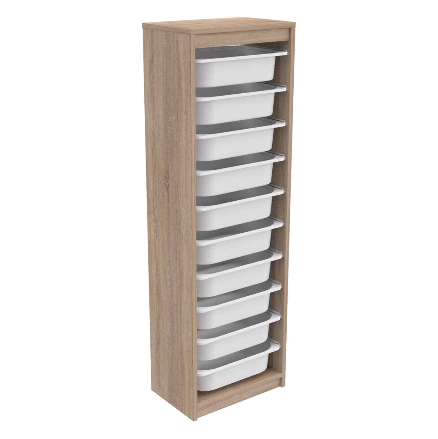 CHEST OF DRAWERS SANI HM18205.03 MELAMINE IN SONAMA-WHITE P.E. DRAWERS 45,5x29,6x144Hcm. image 1