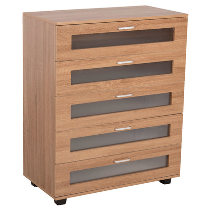 CHEST OF DRAWERS THORGAN HM9881.01 MELAMINE IN SONAMA-5 DRAWERS 80Χ40Χ100Hcm. image 1