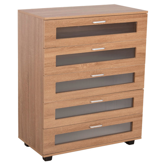CHEST OF DRAWERS THORGAN HM9881.01 MELAMINE IN SONAMA-5 DRAWERS 80Χ40Χ100Hcm. image 1