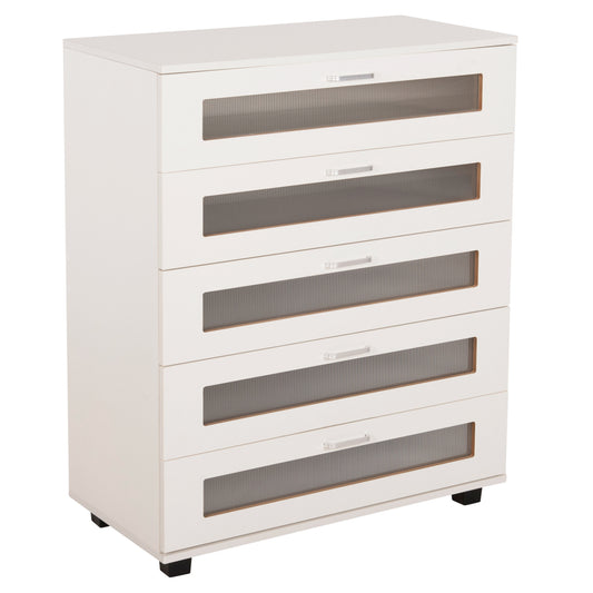 CHEST OF DRAWERS THORGAN HM9881.03 MELAMINE IN WHITE-5 DRAWERS 80Χ40Χ100Hcm. image 1