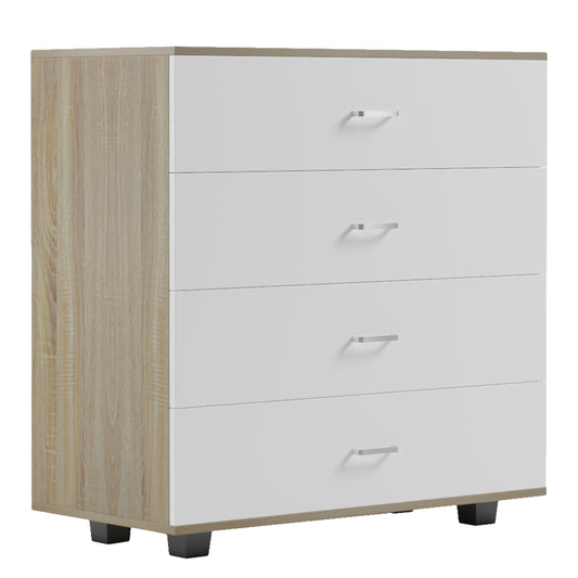 CHEST OF DRAWERS WITH 4 DRAWERS THORG HM8996.04 MELAMINE IN SONAMA-WHITE 80x40x83Hcm. image 1
