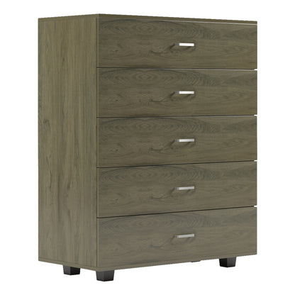 CHEST OF DRAWERS THORG HM8995.05 5-DRAWER -MELAMINE IN DARK OLIVE 80Χ40Χ100Hcm. image 1