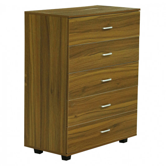 MELAMINE DRESSER THORG HM8995.02 WITH 5 WALNUT-COLORED DRAWERS 80Χ40Χ100H cm. image 1