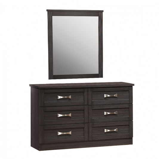 Bedroom Toilet with 6 drawers Zebrano 120x40x76 cm. & Mirror 72x90 HM10171.01 image 1