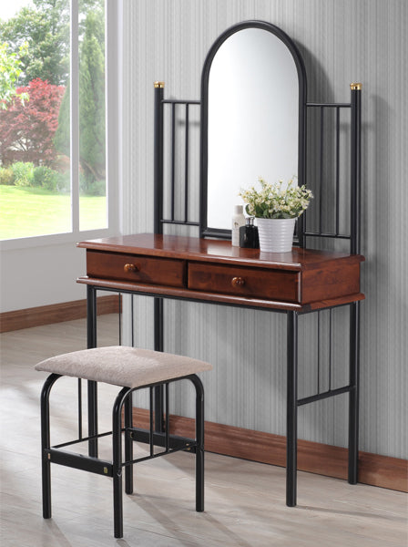 Dressin Table REVEN HM308 With stool and mirror metal & wood 33x90x148cm image 1