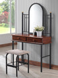Dressin Table REVEN HM308 With stool and mirror metal & wood 33x90x148cm image 1