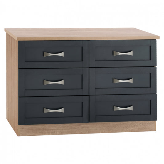Bedroom dresser -Drawer HM317.04 with 6 drawers Sonama-Grey 120x40x76cm image 1