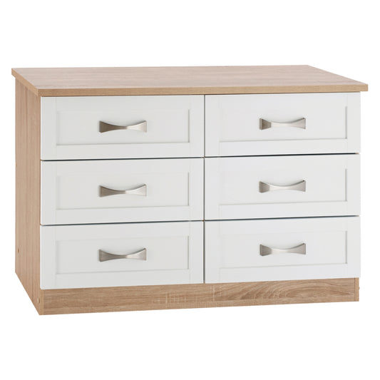 Bedroom dresser -drawer HM317.06 with 6 drawers Sonama-white 120x40x76cm image 1