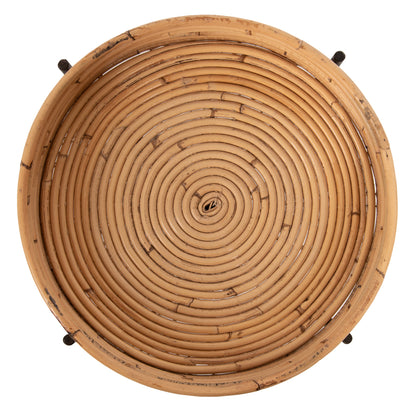 Кръгла Странична Маса FLY от Ратан с Метален Основи Φ40x53Hcm