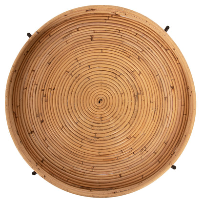Кръгла Странична Масичка FLY от Ратан с Метална Основа Φ50x40Hcm