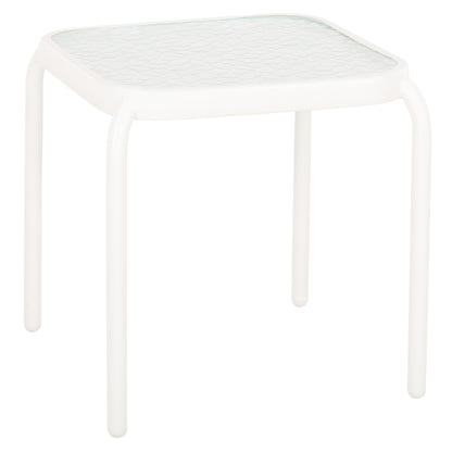 OUTDOOR SIDE TABLE SQUARE DIDO HM5975.02 METAL IN WHITE-GLASS 40x40x40Hcm. image 1