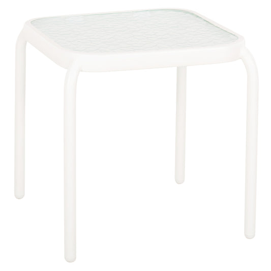 OUTDOOR SIDE TABLE SQUARE DIDO HM5975.02 METAL IN WHITE-GLASS 40x40x40Hcm. image 1